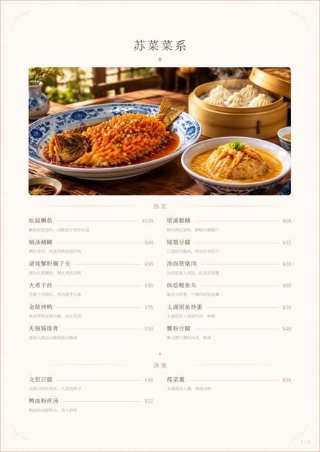 轻食手账风格菜单模板 · 印刷 A4 · 30 道菜示例 · AI 排印印刷级成品